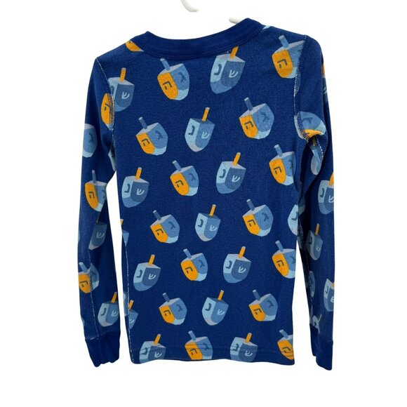 Hanna Andersson Organic Cotton Blue Dreidel Print Long John 2-Piece Pajama Set - Picture 3 of 6